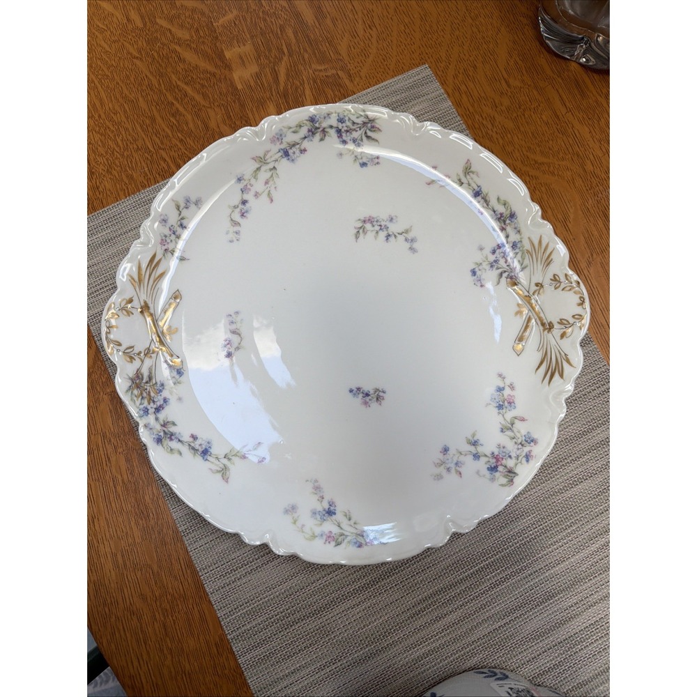 Haviland Limoges France Schleiger 459a Round Chop Plate/Platter 13" Blue Flowers